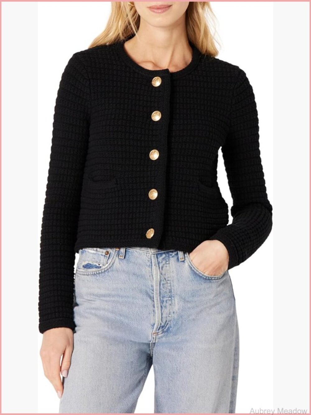 Women's Regular-Fit Midweight Cardigan Sweater Gold Buttons - Picture 1 of 7